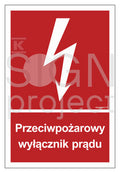 Przeciwpożarowy wyłącznik prądu, 40 x 59,4 cm, FN - folia samoprzylepna