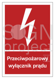 Przeciwpożarowy wyłącznik prądu, 50 x 74 cm, KN - folia podłogowa