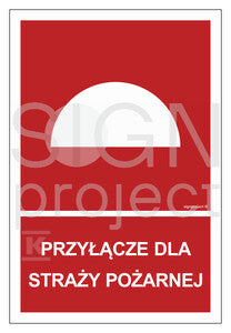 Przyłącze dla straży pożarnej, 25 x 37 cm, PS - płyta sztywna 1mm fotoluminescencyjna
