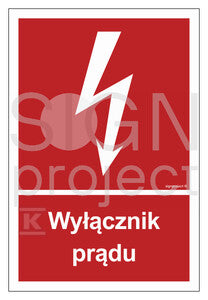 Wyłącznik prądu, 10 x 14,8 cm, FN - folia samoprzylepna