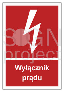 Wyłącznik prądu, 20 x 29,6 cm, FN - folia samoprzylepna