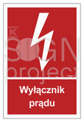 Wyłącznik prądu, 50 x 74 cm, PN - płyta sztywna 1mm