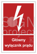 Główny wyłącznik prądu, 20 x 29,6 cm, FS - folia samoprzylepna fotoluminescencyjna