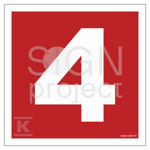 Liczba 4, 5 x 5 cm, FN - folia samoprzylepna