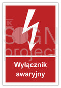 Wyłącznik awaryjny, 10 x 14,8 cm, PN - płyta sztywna 1mm
