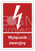 Wyłącznik awaryjny, 20 x 29,6 cm, PN - płyta sztywna 1mm