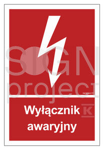 Wyłącznik awaryjny, 20 x 29,6 cm, TS - płyta TD fotoluminescencyjna
