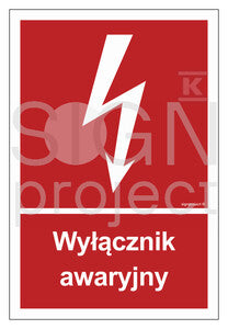 Wyłącznik awaryjny, 35 x 51,8 cm, FN - folia samoprzylepna