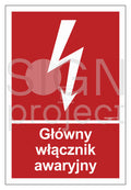 Główny włącznik awaryjny, 20 x 29,6 cm, FN - folia samoprzylepna