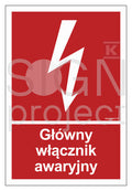 Główny włącznik awaryjny, 20 x 29,6 cm, TS - płyta TD fotoluminescencyjna