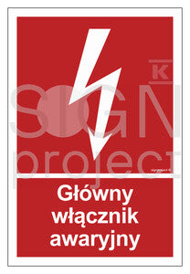 Główny włącznik awaryjny, 20 x 29,6 cm, TS - płyta TD fotoluminescencyjna