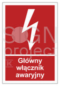 Główny włącznik awaryjny, 25 x 37 cm, FS - folia samoprzylepna fotoluminescencyjna