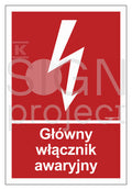 Główny włącznik awaryjny, 35 x 51,8 cm, TS - płyta TD fotoluminescencyjna