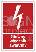 Główny włącznik awaryjny, 40 x 59,4 cm, FS - folia samoprzylepna fotoluminescencyjna