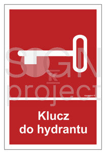 Klucz do hydrantu, 10 x 14,8 cm, PS - płyta sztywna 1mm fotoluminescencyjna
