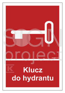 Klucz do hydrantu, 25 x 37 cm, FN - folia samoprzylepna