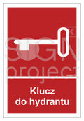 Klucz do hydrantu, 40 x 59,4 cm, PS - płyta sztywna 1mm fotoluminescencyjna