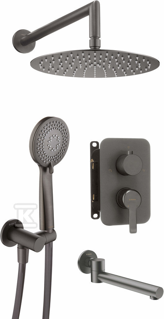 Komplet podtynkowy wannowy ARNIKA titanium z boxem mieszaczowym