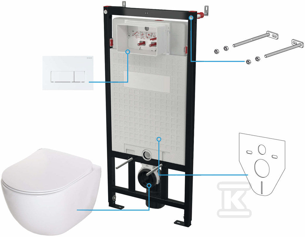 Zestaw WC podtynkowy Peonia 6 w 1, bianco, biały