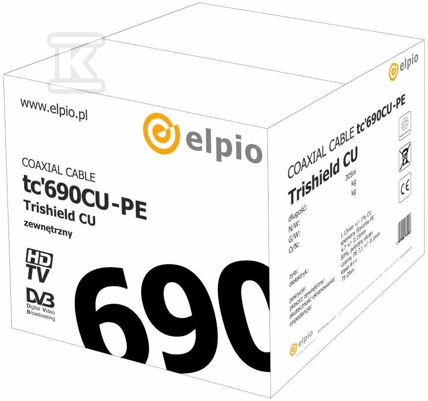 Kabel koncentryczny tc 690 CU-PE/305