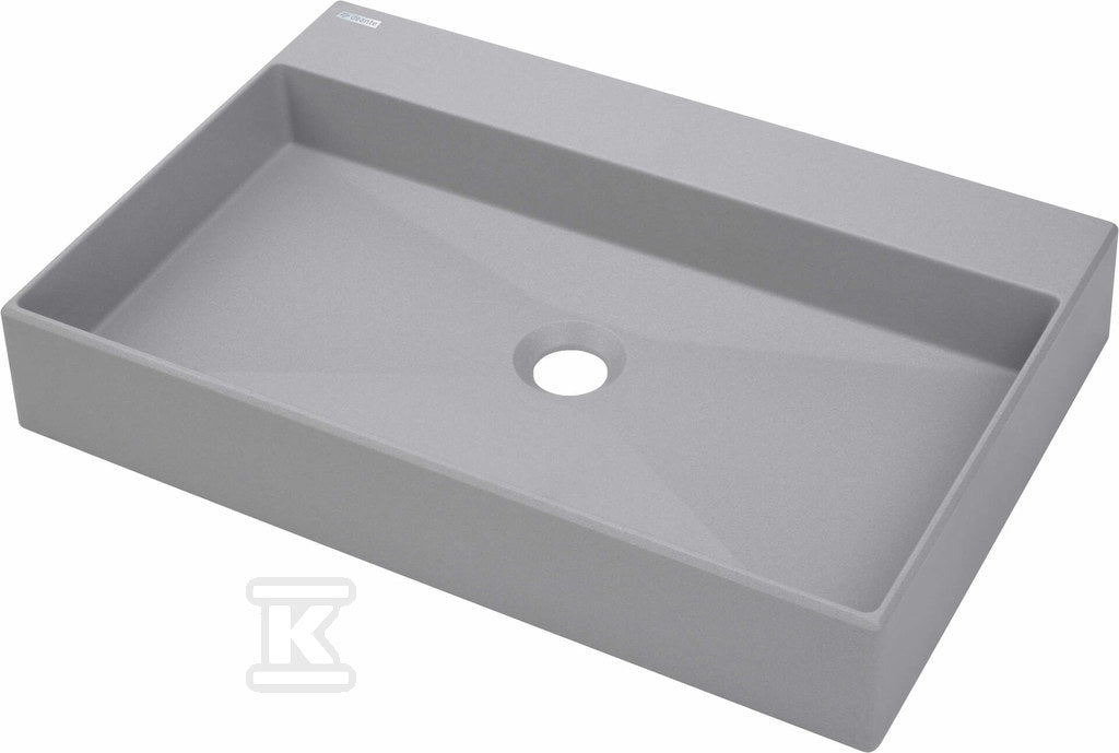 Umywalka granitowa nablatowa Correo - 60x40 cm, szary metalik