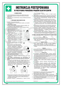 Instrukcja postępowania w wypadku porażenia prądem elektrycznym, 24,5 x 35 cm, HN - płyta elastyczna 0,4mm