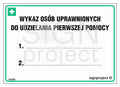 Wykaz osób uprawnionych do udzielania pierwszej pomocy, 14,8 x 10,5 cm, PN - płyta sztywna 1mm