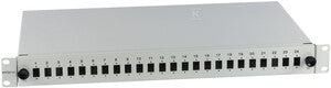 Przełącznica wysuwana 19" 1U 24xSC simplex (SC Simplex / E2000 / MTRJ / LC Duplex), szara, w komplecie kasety światłowodowe na 48 wł. i dławiki