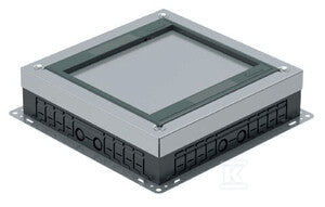 Puszka podłogowa 18-modułowa do montażu osprzętu 22,5x45 (45x45), w komplecie puszka z ramką oraz obudowa do podłóg technicznych