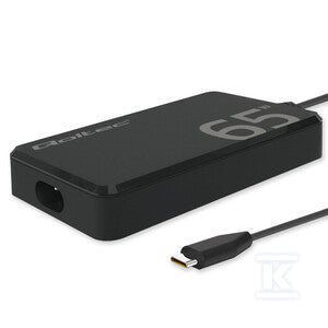 Ładowarka sieciowa 65W GaN Super Fast SLIM/PD/5-20V/3.25A/USB-C 3.1/Laptop/MacBook/Smartfon + kabel QOLTEC