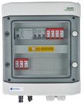 Rozdzielnica przyłączeniowa DCAC hermetyczna IP65 EMITER z ogranicznikiem przepięć DC Dehn 1000V typu 2, 2 x łańcuch PV, 2 x MPPT // ogr. AC Dehn typ 2, 16A 3-F, RCD typ A 40A/300mA