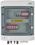 Rozdzielnica przyłączeniowa DCAC hermetyczna IP65 EMITER z ogranicznikiem przepięć DC Dehn 1000V typu 2, 2 x łańcuch PV, 2 x MPPT // ogr. AC Dehn typ 2, 16A 3-F, RCD typ A 40A/300mA