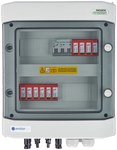 Rozdzielnica przyłączeniowa DCAC hermetyczna IP65 EMITER z ogranicznikiem przepięć DC Dehn 1000V typu 2, 2 x łańcuch PV, 2 x MPPT // ogr. AC Dehn typ 2, 16A 3-F, RCD typ A 40A/300mA