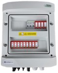 Rozdzielnica DCAC hermetyczna IP65 EMITER z ogranicznikiem przepięć DC Noark 1000V typu 2, 2 x MPPT / ogr. AC Noark typ 2, 10A 3-F