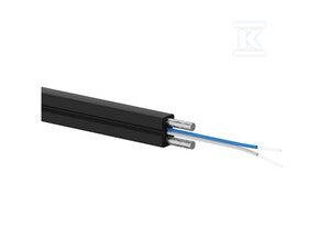 Kabel światłowodowy FO FTTH płaski SM 2J 9/125 LSOH czarny, wzmocnienie dwoma prętami stalowymi - ALANTEC