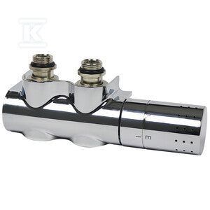 Zestaw termostatyczny Flexodesign prosty/kątowy z nastawą M30x1,5, 3/4"E, podłączenie grzejnika 3/4", kolor chrom?