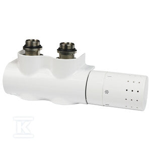 Zestaw termostatyczny Flexodesign prosty/kątowy z nastawą M30x1,5, przyłącze 3/4"E, podłączenie grzejnika 3/4", kolor biały?