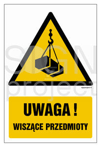 Uwaga - wiszące przedmioty, 20 x 30 cm, FN - folia samoprzylepna