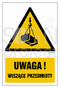 Uwaga - wiszące przedmioty - opakowanie 10 sztuk, 5 x 7,5 cm, PN - płyta sztywna 1mm