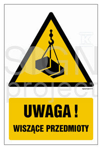 Uwaga - wiszące przedmioty - opakowanie 10 sztuk, 5 x 7,5 cm, PN - płyta sztywna 1mm