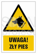 Uwaga - zły pies!, 10 x 15 cm, FS - folia samoprzylepna fotoluminescencyjna