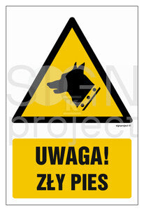 Uwaga - zły pies!, 10 x 15 cm, FS - folia samoprzylepna fotoluminescencyjna