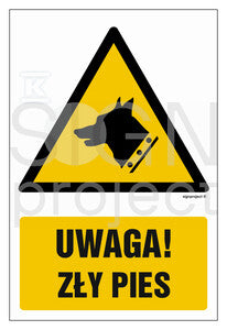 Uwaga - zły pies!, 35 x 52,5 cm, KS - folia podłogowa fotoluminescencyjna