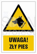 Uwaga - zły pies!, 5 x 7,5 cm, PS - płyta sztywna 1mm fotoluminescencyjna