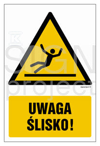 Uwaga - ślisko, 35 x 52,5 cm, FN - folia samoprzylepna