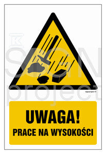 Uwaga - prace na wysokości, 15 x 22,5 cm, KS - folia podłogowa fotoluminescencyjna