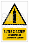 Butle z gazem - nie zbliżać się z otwartym ogniem, 30 x 45 cm, FN - folia samoprzylepna