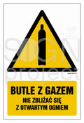 Butle z gazem - nie zbliżać się z otwartym ogniem, 70 x 105 cm, KN - folia podłogowa
