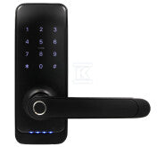 Klamka z kontrolerem dostępu "EURA" ELH-01H4 - czarna, szyfrator, czytnik Mifare 13,56 MHz, czytnik biometryczny, IP55, App TTLock/ TTHotel
