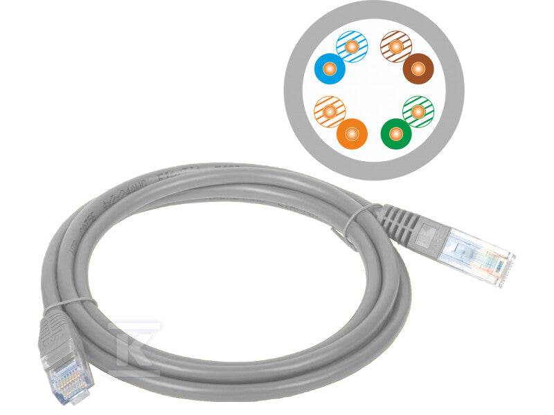 Patchcord U/UTP kat.5e PVC 5.0m szary